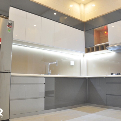 Tủ bếp MDF phủ acrylic An Cường Noline Q12