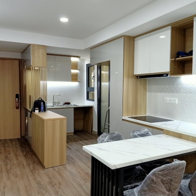 Tủ bếp MDF phủ acrylic An Cường Noline Topaz Twins